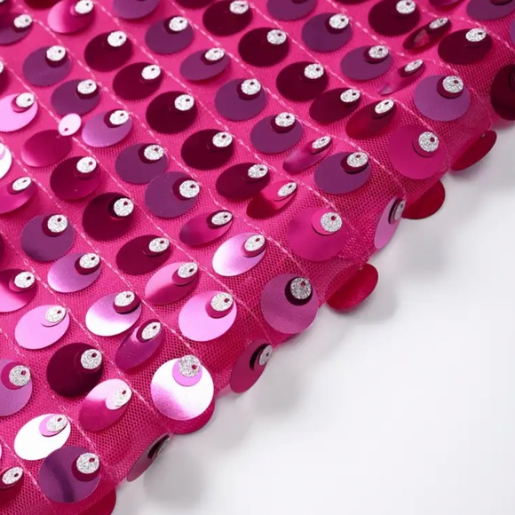 NEW to CASA B | Zephyr Sequin Midi Dress in Fuchsia Pink - Picture 11 of 12